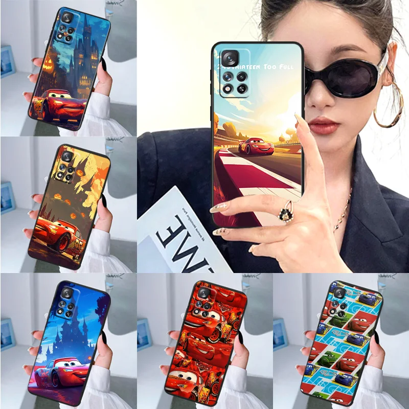 

L-Lightning M-McQueen Cars For Xiaomi Redmi A1 12 K30 K60 A2 13C A5 Note 13 12 11 10 9 8 T S Pro Plus Black Phone Case Funda