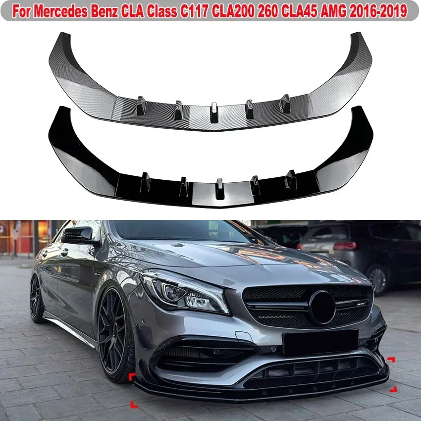 

Front Bumper Lip For Mercedes Benz CLA Class C117 CLA200 260 CLA45 AMG 2016-2019 Guard Splitter Spoiler Cover Car Accessories