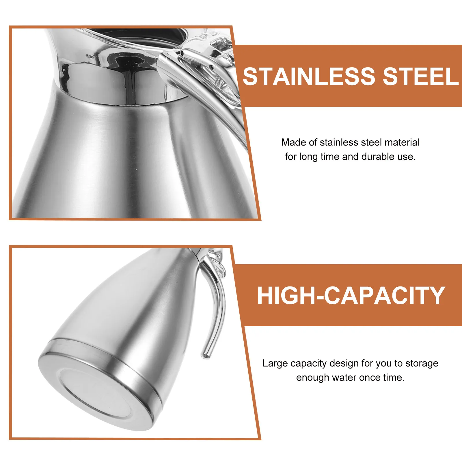 Silver Stainless Steel 1.5L Cold Water Pot Large Capacity Single Layer Insulated Bottle for Household Office School Outdoor