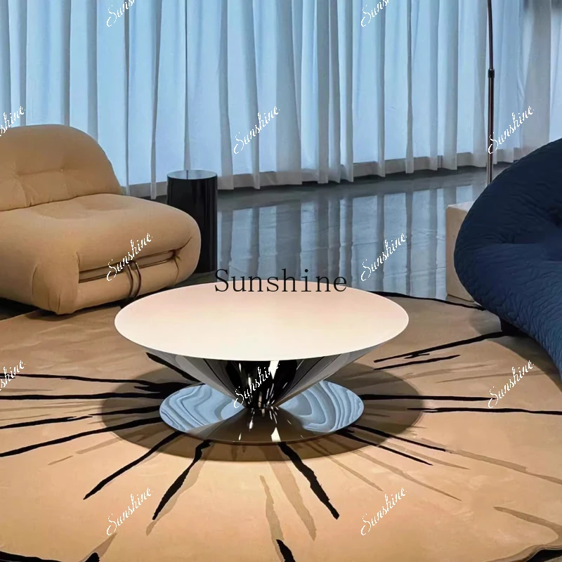 Mesa de centro de piedra de lujo de jade de hielo Kari Natural, apartamento pequeño suspendido de lujo ligero italiano