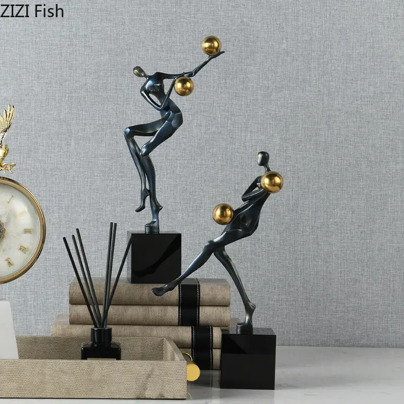 Acrobatic Troupe Actors Black Figures Sculpture Desk Decoration Ornaments Alloy Crafts Character Statue Room Aesthetic Decor