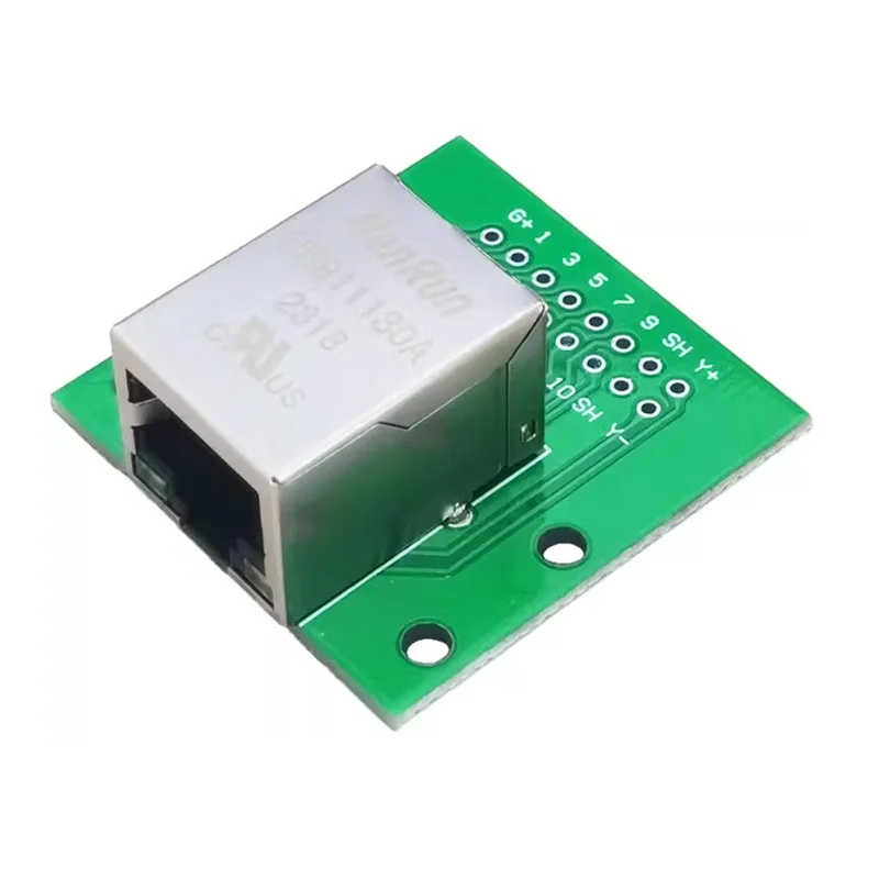RJ45 Ethernet port with transformer adapter board Gigabit 10P Ethernet port horizontal crystal head female socket