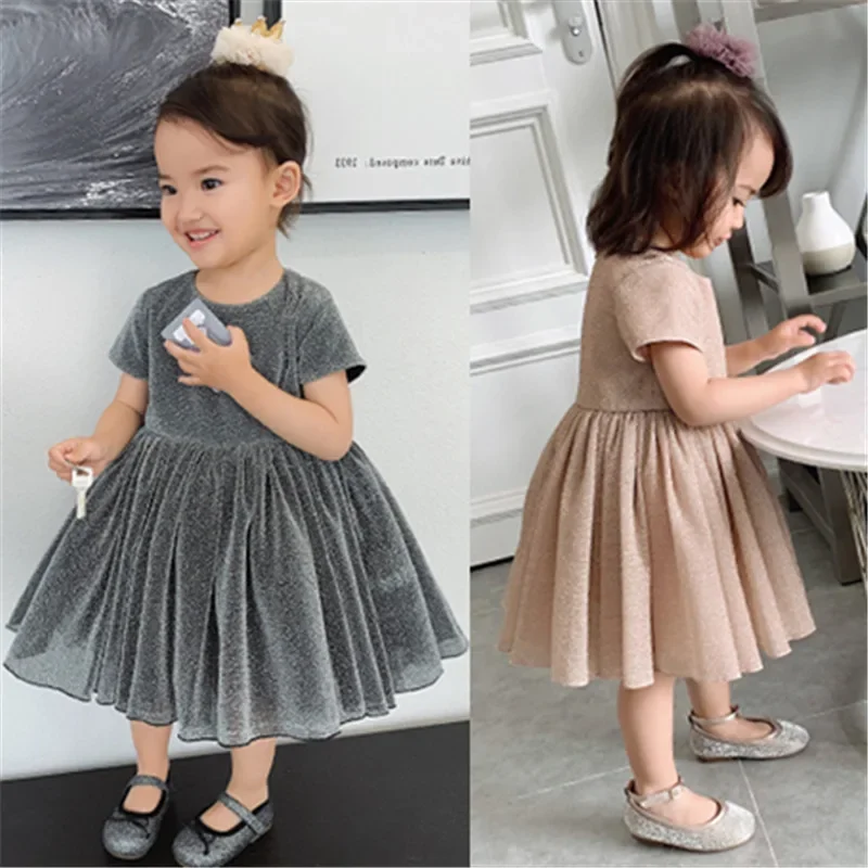 

Girls bright Sequins Mesh Princess dress 2025 summer new children's clothing Kids Summer Party Birthday Clothes 2-8 years