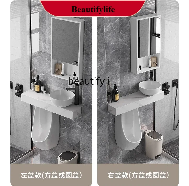 Urinal rock slab countertop integrated ceramic wash basin bathroom washbasin hotel KTV home men