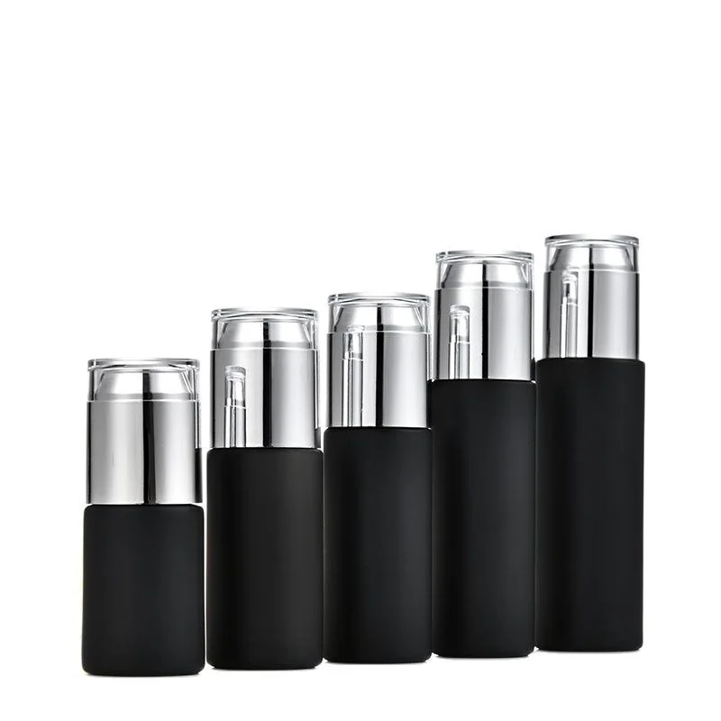 

Glass Mist Spray Bottle Matte Black Perfume Atomizer 30/40/50/60/80/100ML 10pcs Cosmetic Body Care Emulsion Lotion Pump Bottles