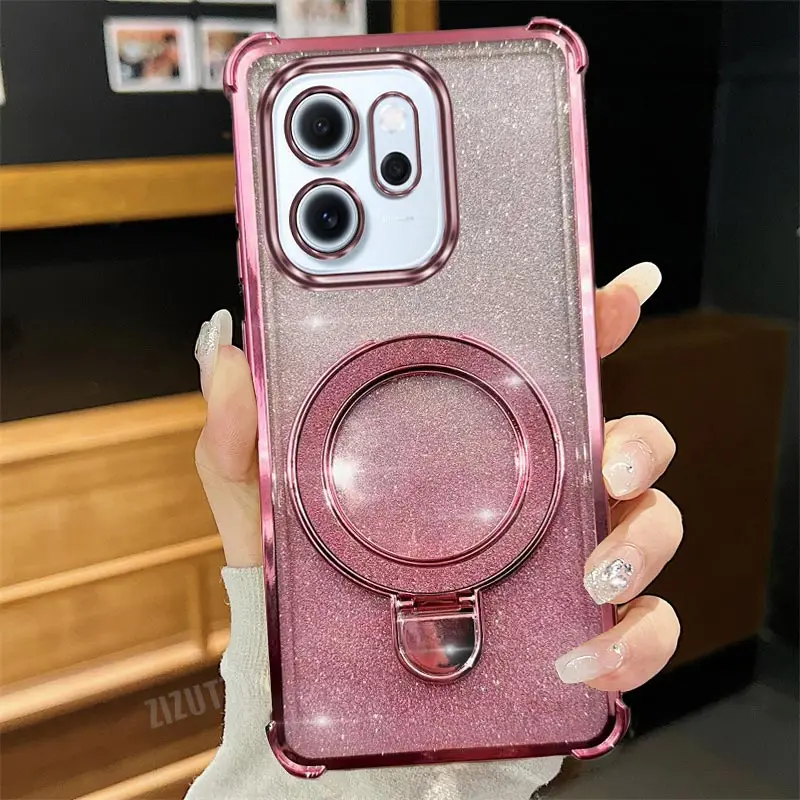 Luxury Bling Glitter Phone Case On For  Oppo Reno 5 15F 16F 12F 13F 12 13 11 10 8 8T 6 7 9 15 16 Pro Max Plus Lite 4G 5G  Back