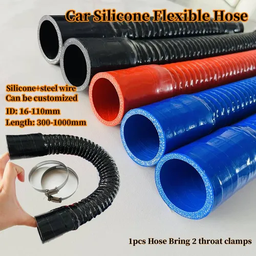 Manguera de silicona de tubo corrugado de alambre de acero negro, tubo de entrada de alta presión y alta temperatura, conexión de filtro de aire Intercooler