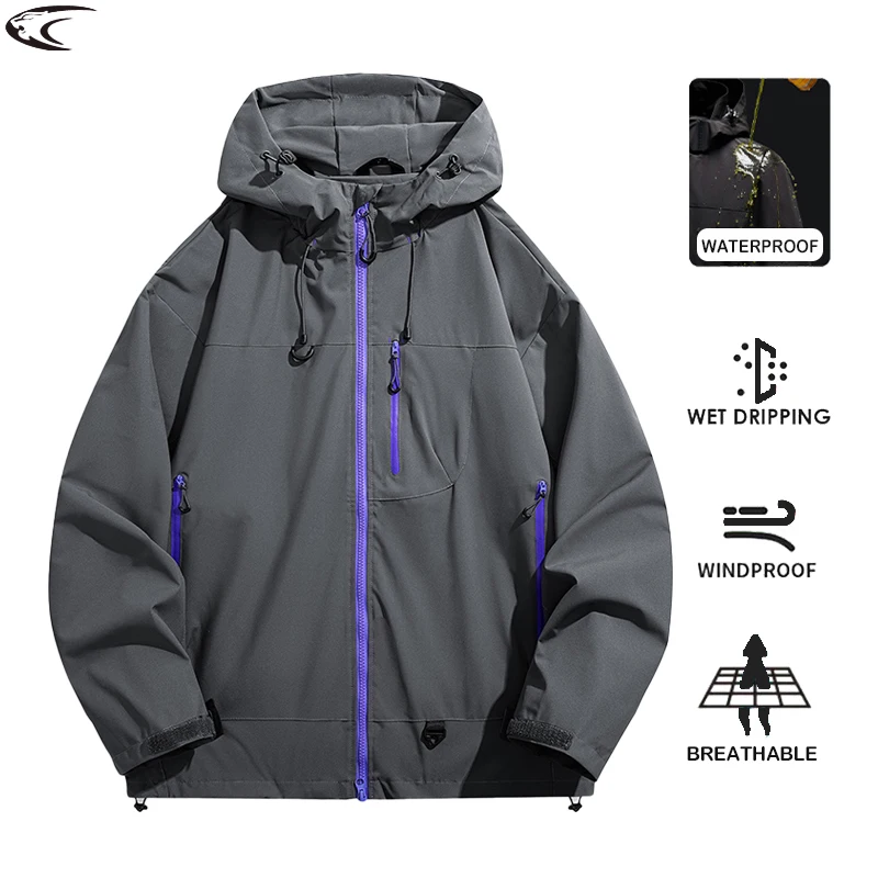 LNGXO Men Women Waterproof Hiking Jacket Trekking Camping Mountaineering Windbreaker Unisex Outdoor Sport Windproof Rain Coat
