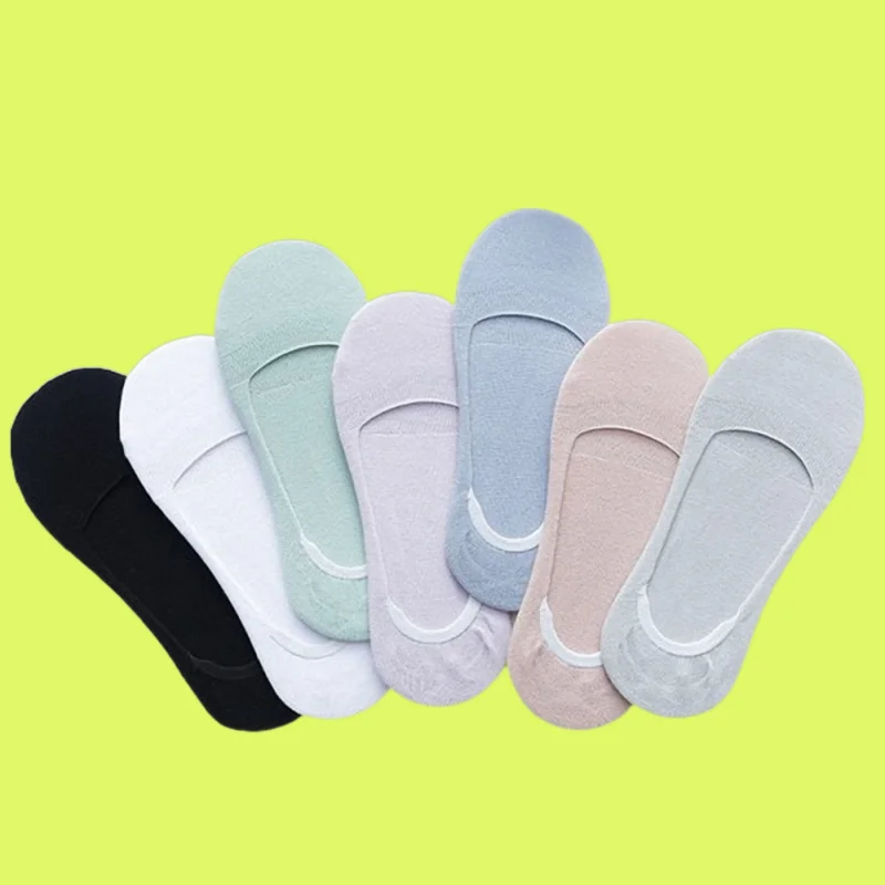 

5/10 Pairs High Quality Ice Silk Socks Cute Spring Cotton Thin Invisible Socks Women's Shallow Mouth Solid Color Boat Socks