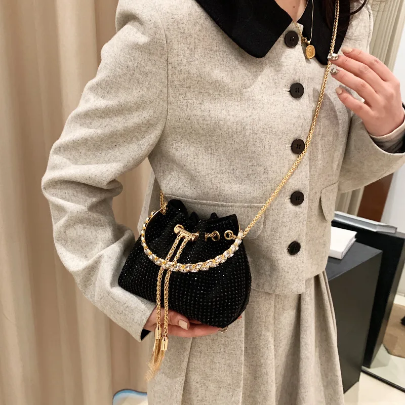 Diamond Bucket Bags for Women 2023 New Luxury Designer Handbag Chain Fashion Evening Bags High Quality Party Woman Shoulder Bag