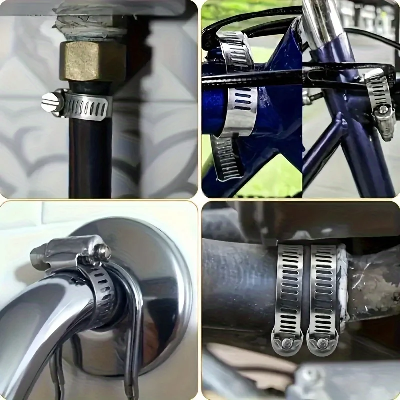 Schlauchschellen-Sortiment aus Edelstahl 304, DIY, großes, verstellbares Schneckengetriebe-Band, Schlauch, Metallklemme, Umreifung, 9,8–34,4 Fuß – Detail 2