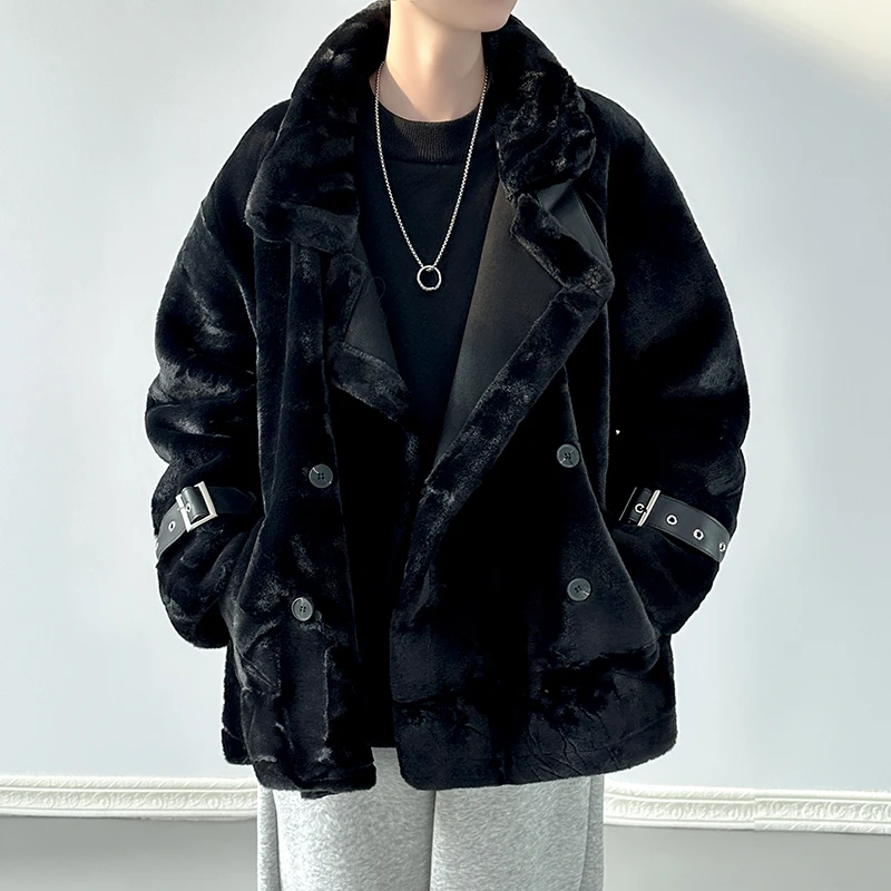 เสื้อแจ็คเก็ตขนสัตว์คอสูงแบบใหม่สำหรับฤดูใบไม้ร่วงและฤดูหนาว  แบบหนาและอุ่น สีพื้น เสื้อโค้ทผู้ชาย  ทันสมัย หนาและอบอุ่น สไตล์เรโทร  แจ็คเก็ตผ้าฝ้าย