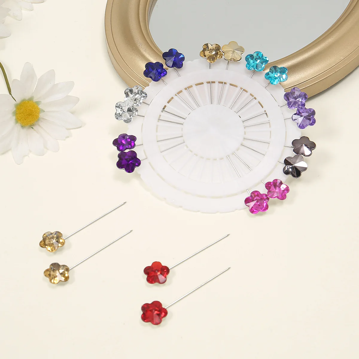 15/20 sztuk/zestaw kolorowy kryształowy kwiat szal hidżab szpilki szalik broszki biżuteria Diamate Craft krawiectwo szycie prosta szpilka