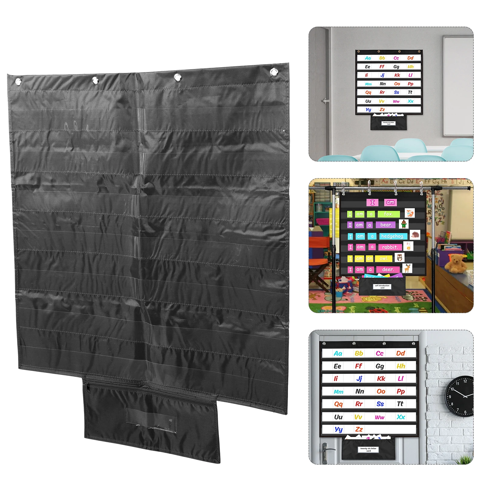 

with Sleeves Story Card Work Hanging Polyester Schedule Pocket Chart for Classroom