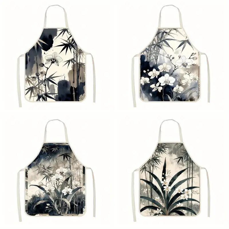 

Льняные фартуки с цветочным принтом, подходящие для приготовления пищи, общения родителей и детей, рисования и других мероприятий.