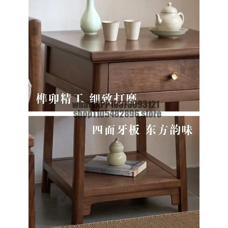 Side few North American black walnut side cabinet table removable bay window small coffee table drawer household double storage