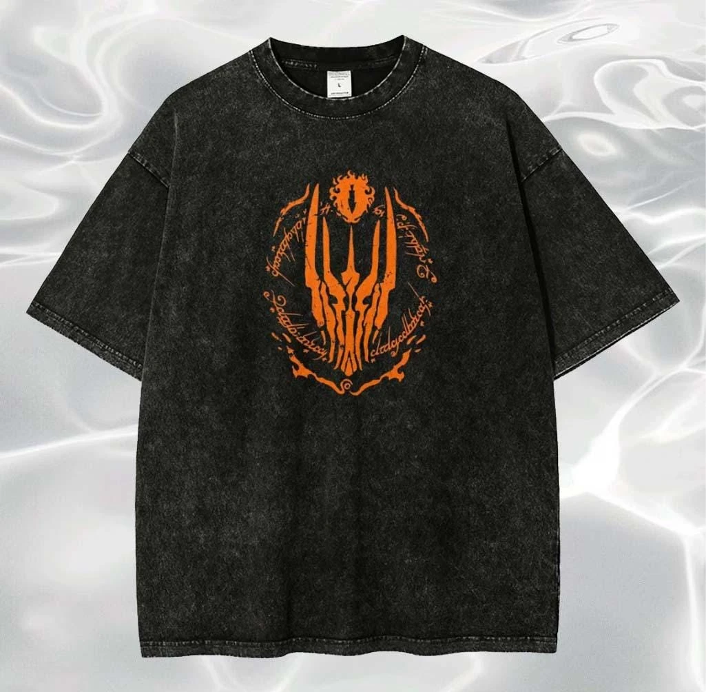 Sauron The Dark Lord T-shirt Vintage Washed Oversized Y2k Streetwear Fantasy Shirt Movie Fan Gift Women Men Casual Cotton Tees