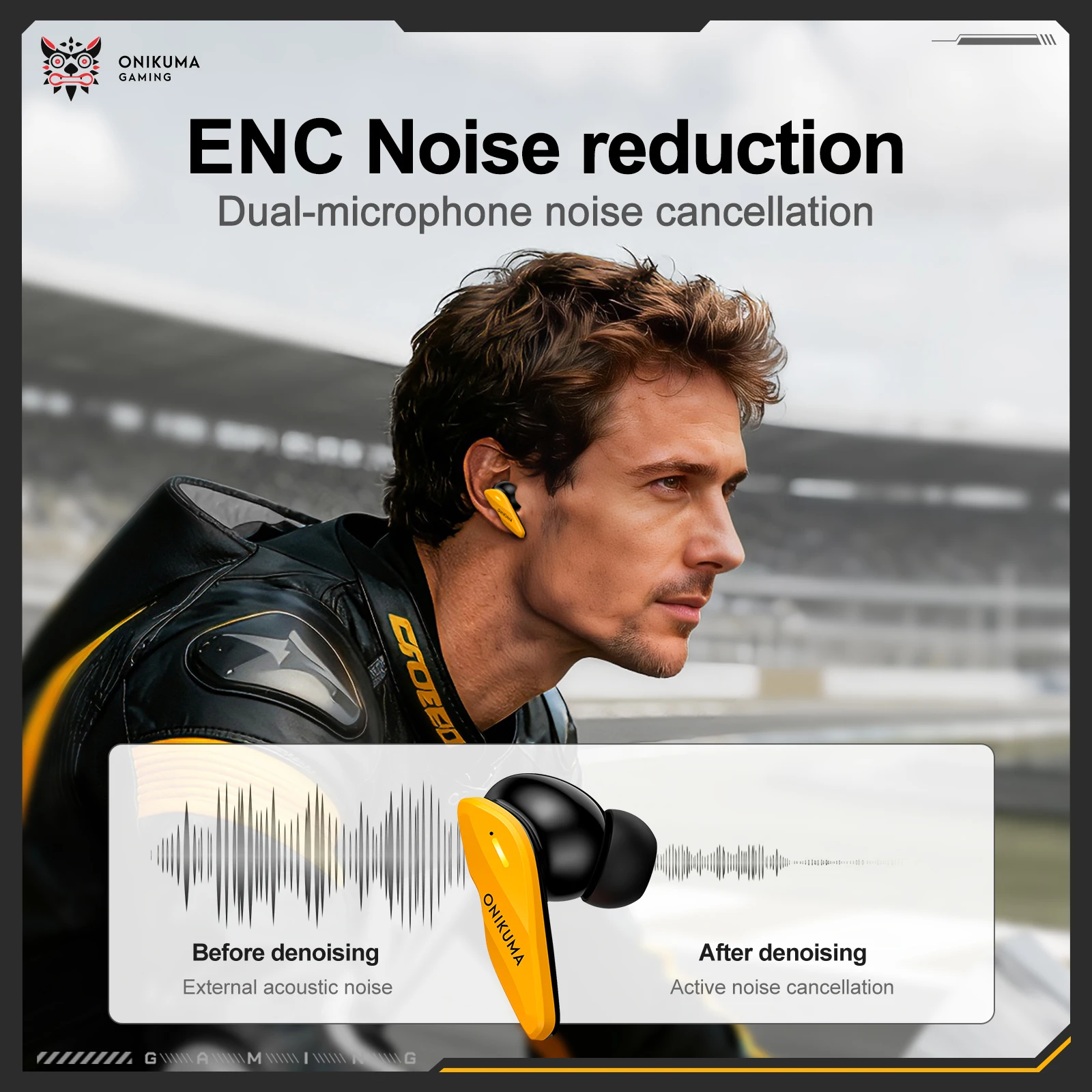 ‌ONIKUMA TX616 Dual-Mic Noise Reduction Earbuds with Tri-Mode