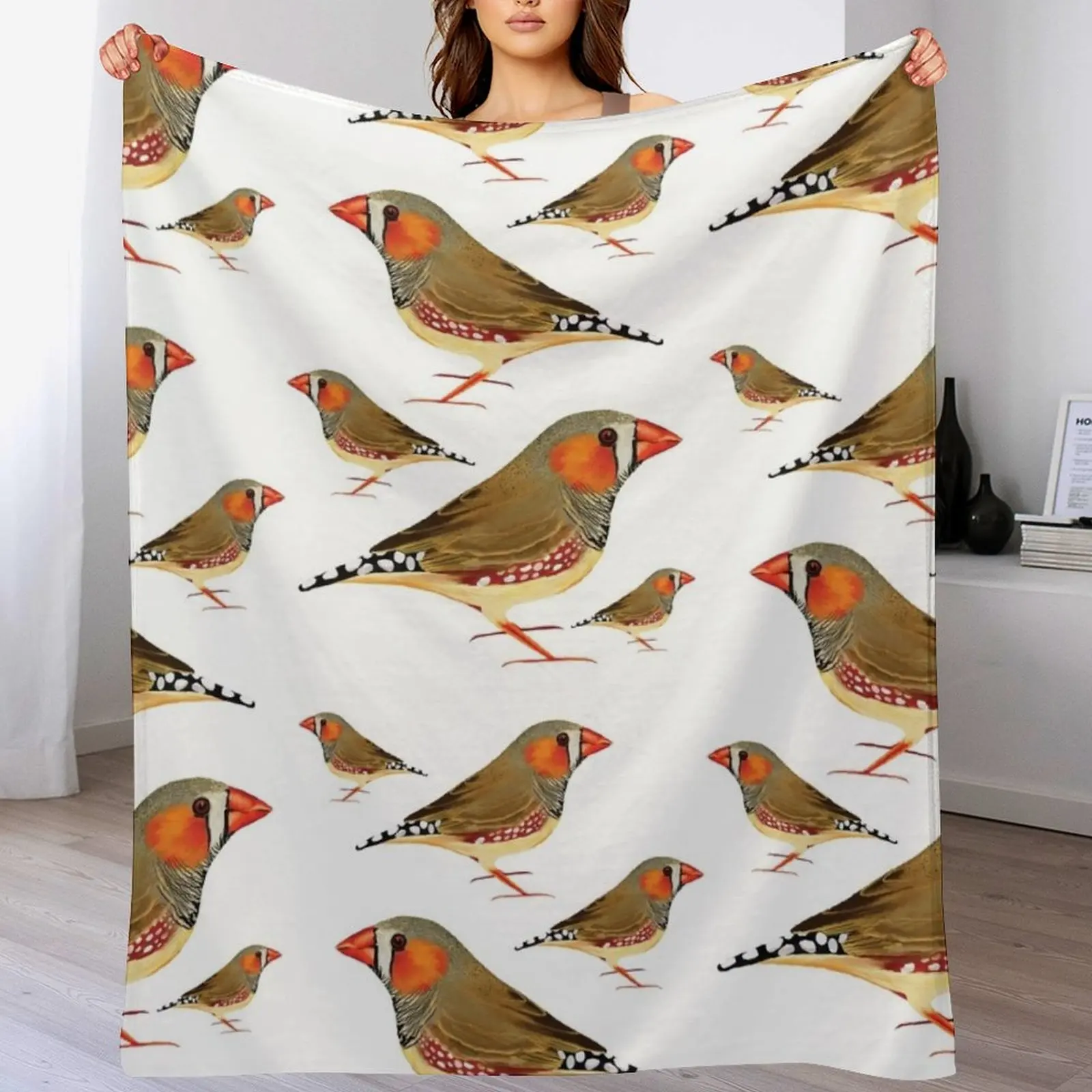 Zebra Finch Throw Blanket Sofa Quilt Soft Plush Plaid Blankets