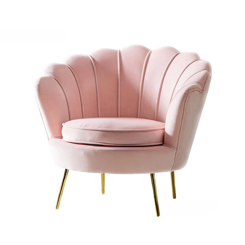 Light Luxury Nordic Velvet Lounge Chairs Small Apartment Living Room Furniture Pink Lazy Single Sofa Chair Bedroom Back Chairs