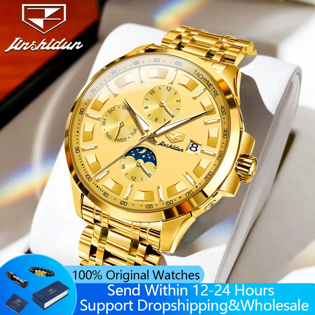 

JSDUN 8941 мужские часы с автоматической датой и фазой Луны, механические часы для мужчин, модные водонепроницаемые автоматические наручные часы для деловых людей