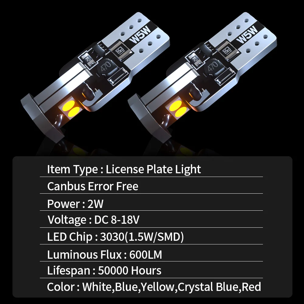 2pcs LED License Plate Light Bulb Accessories For Peugeot 508 SW 1 2010 2011 2012 2013 2014 2015 2016 2017 2018