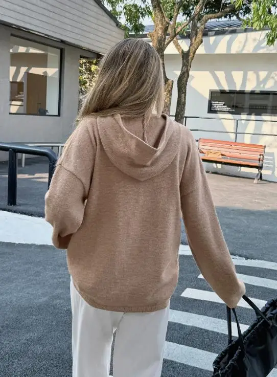 Women's Clothing Autumn Winter 2025 Leisure Vacation Solid Color Long Sleeved Sweatshirt Jacket Woolen Simple and Elegant Hoodie