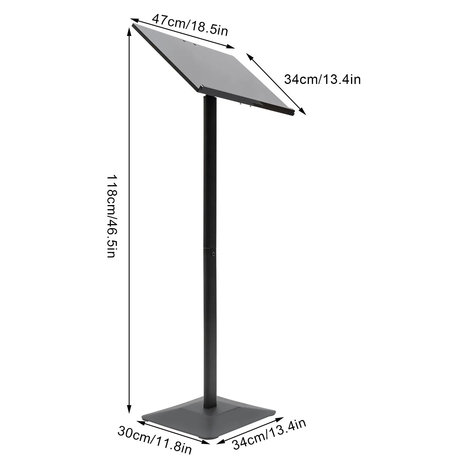 Acrylic Podium Floor Stand Pulpit Desktop Portable Standing Lectern For Classroom Concert Church Angle Adjustable Black/Clear 