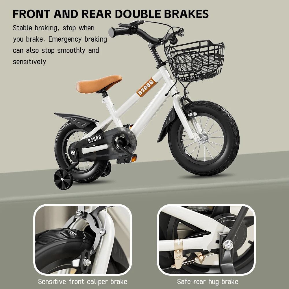 

Kids Bike Bicycle for Girls Ages 3-7 Years with Training Wheels Basket Kids Bicycle Children Bike