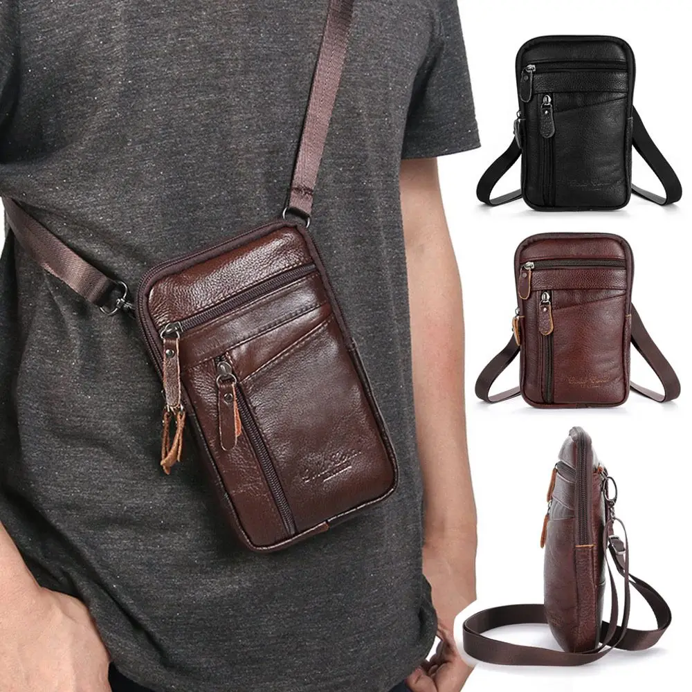 Waterproof Sport Card Holder Phone Pouch Bags Shoulder Belt Bag Waist Bag Leather Belt Bum