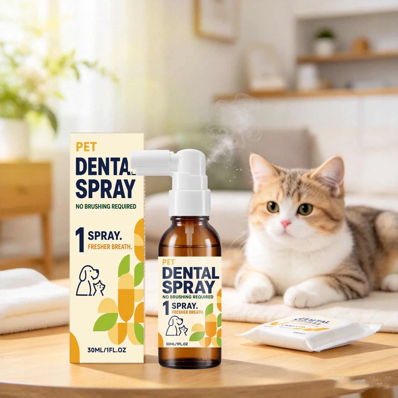 30ML Pet Dental Care Spray Natural Formula Promote Pet Health Cleaning Teeth Stains Eliminate Bad Breath Daily Pet Oral Spray