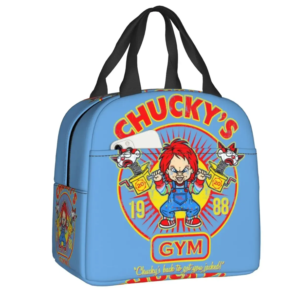 Chucky\'s Gym Good Guys borsa da pranzo isolata per le donne impermeabile Chucky Doll Cooler Thermal Lunch Box Beach Camping Travel