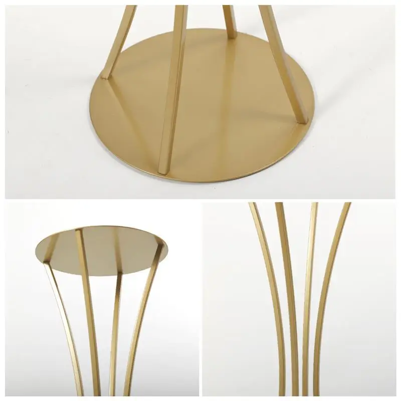 Goldener Eisen-Blumenständer mit schmaler Taille für Hochzeitsgänge, luxuriöse Mittelstück-Dekoration für Zeremonien, Bankette und Partys – Detail 6