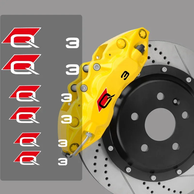 Car Caliper Sticker Tire Brake Cover Decals for Audi Q3 Logo Heat Resistance Waterproof Film Body Decals Wheel Disc Accessories