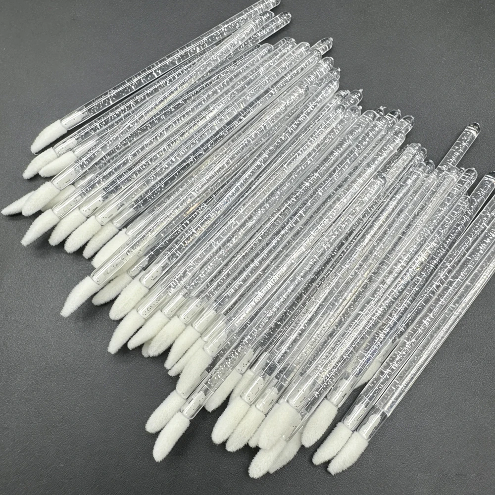 Eyelash Extension Cleaning - 100Pcs Disposable Glitter Lip Gloss Brush