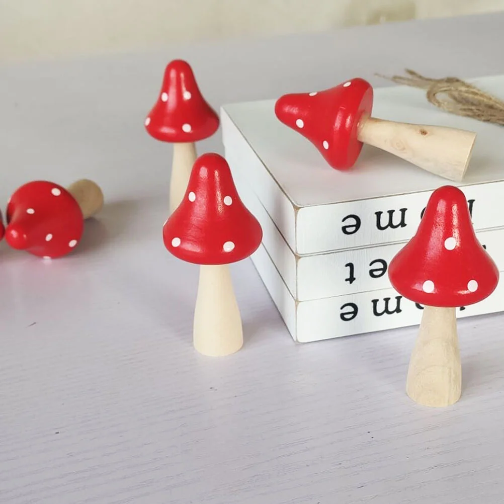 DIY Home Decoration Decorative Wood Mushroom Miniature Rural Style Adornment Model Supplies Yard Bonsai Sculpture Scenes