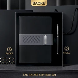 BAOKE-Coffret cadeau d'affaires de luxe T26, stylo à rouleau en métal exquis, carnet en cuir PU