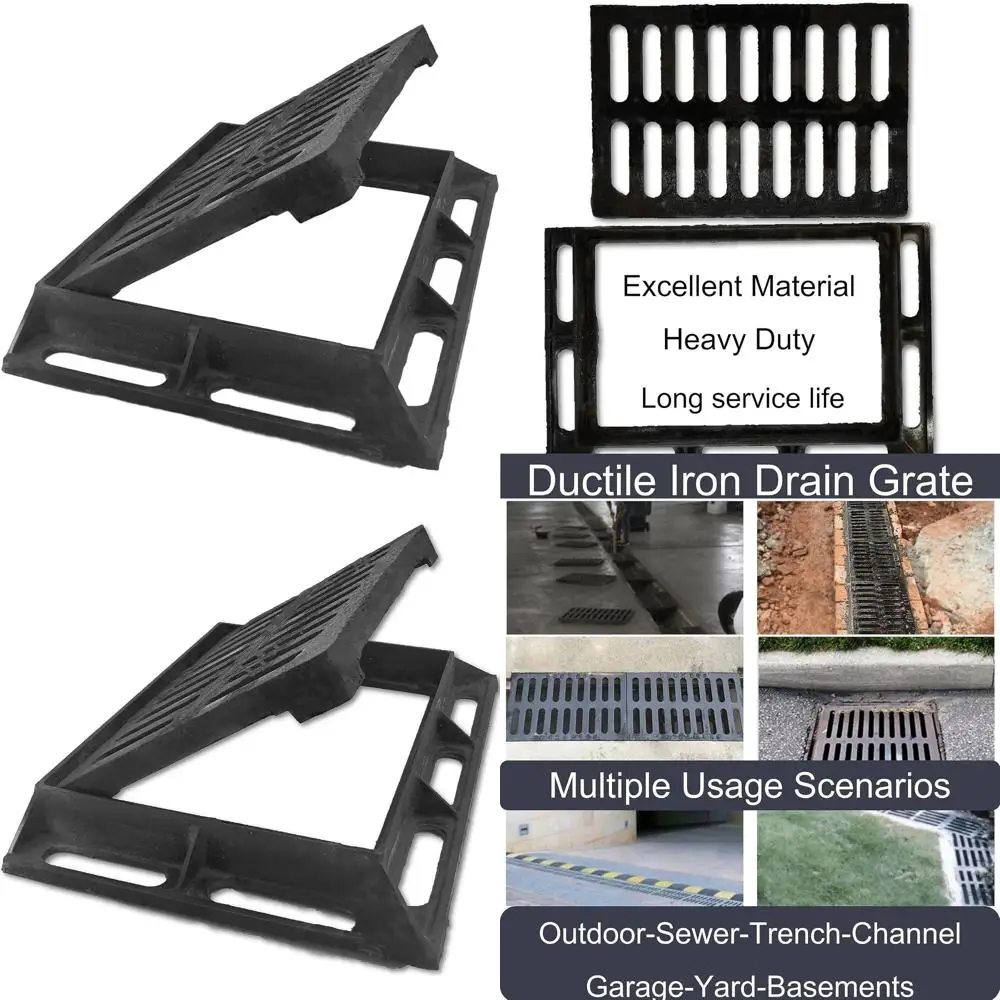 

Усиленная решетка для водоотводного канала 12x8 с основанием, уличная решетка для траншейного дренажа для гаража или канализации (11.8x7.9)