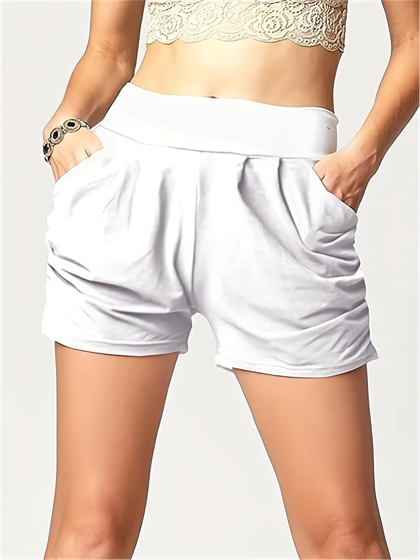 

Женские шорты с карманами — ультрамягкий стрейч — высокая посадка — повседневные