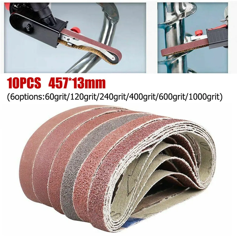 10pcs Sanding Belts 13mm X 457mm Abrasive Roller Sandpaper 60-1000 Grit Abrasive Tapes Belt Sander For Grinding Polishing Tools