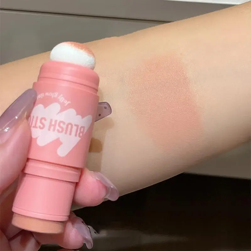 Smooth Blush Stick Double Ended Cheek Tint Highlighting Stick High-End Lip Cheek Tint High Pigment Hydrating Pink Blusher