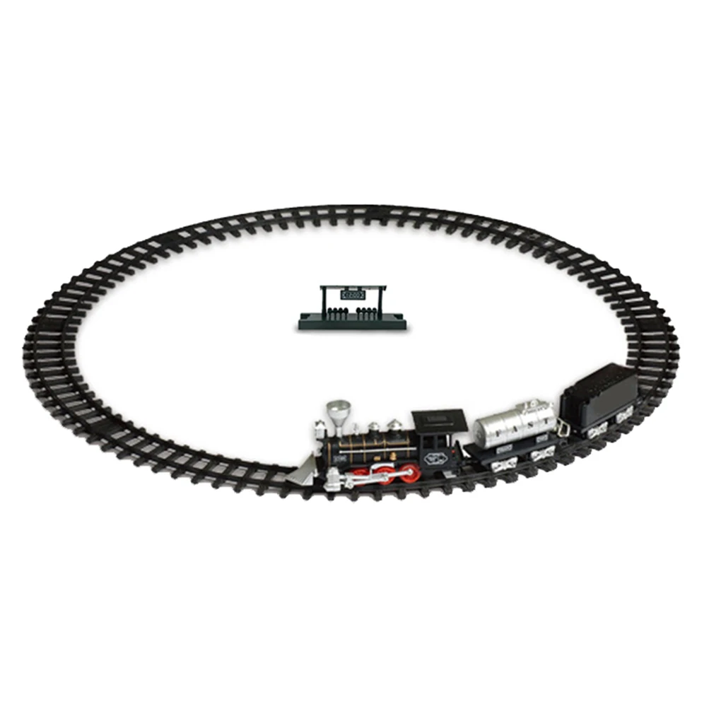 Vintage Children Track Small Train Toy Electric Light Music Train Simulation Classic Power Track Train Model