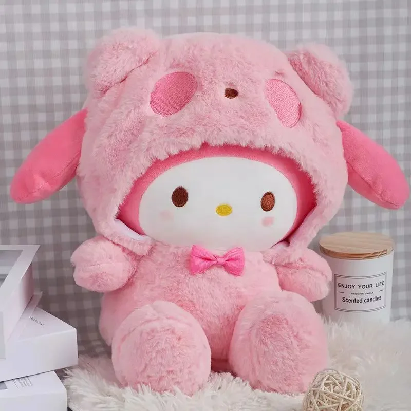 Sanrio Plush Toys 25cmKitty My Melody Room Decor Kuromi Plushie Cinnamoroll Doll Plush Keychain na prezenty świąteczne