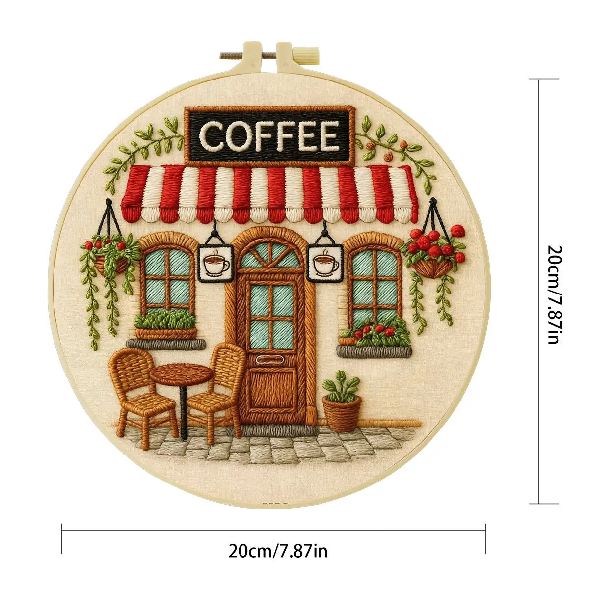 1 Stück 20X20CM/15X15CM 7,87/6,3 Zoll Kaffeehaus-Stickerei-Starter-Kit DIY-Kit DIY-Stickerei-Set Handarbeiten Heimdekoration – Detail 4