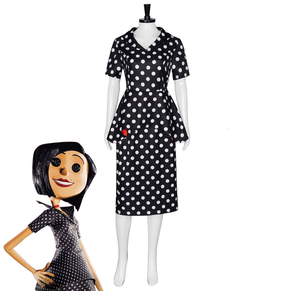 

Movie Coraline Cosplay the Other Mother Costume Beldam Unifrom Women's Black Dress Halloween Carnival Party GownOutfits