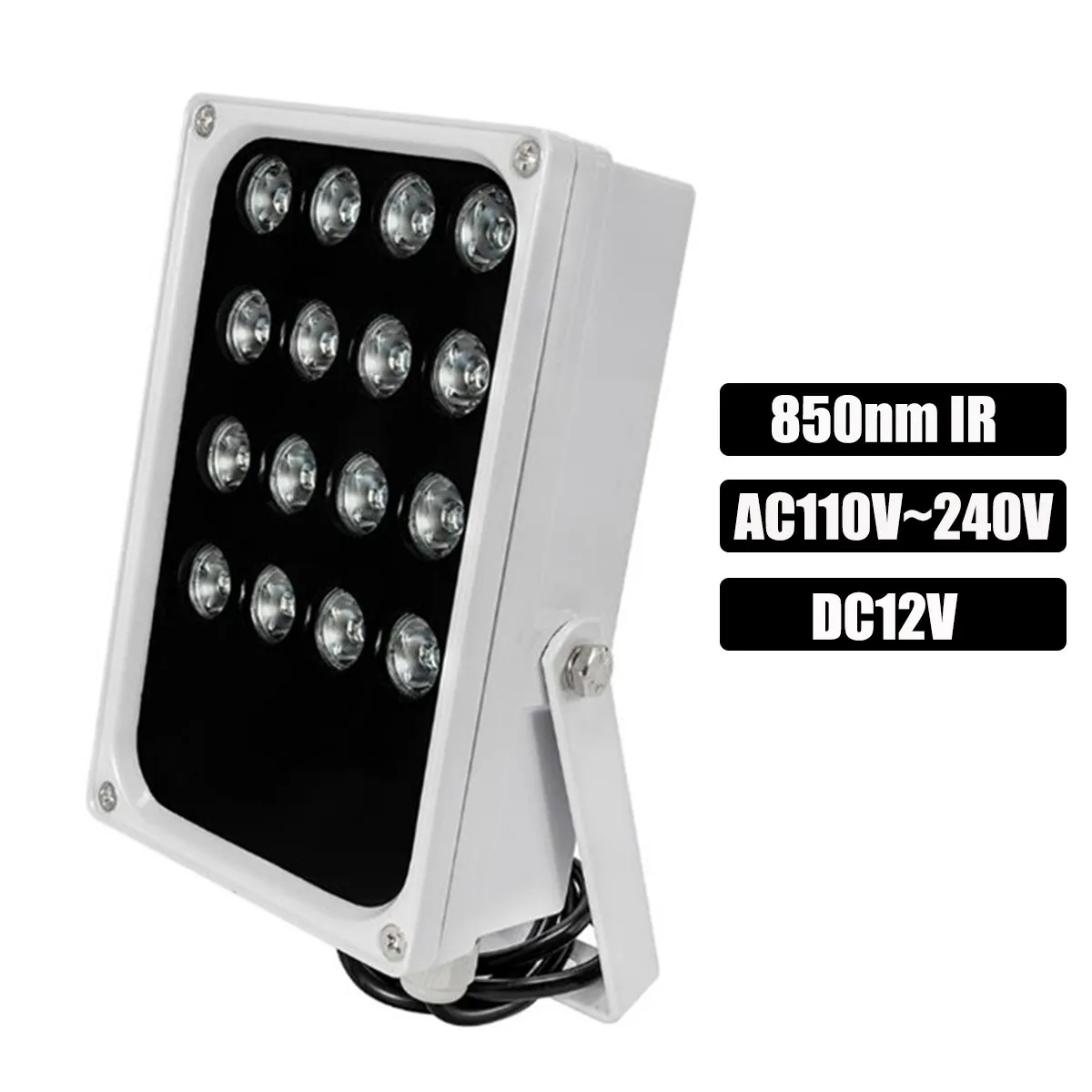 

Infrared Illuminator Light 850nm 16 Array LEDs IR Waterproof Night Vision CCTV Fill Light DC 12V/AC110V-240V For Security Camera