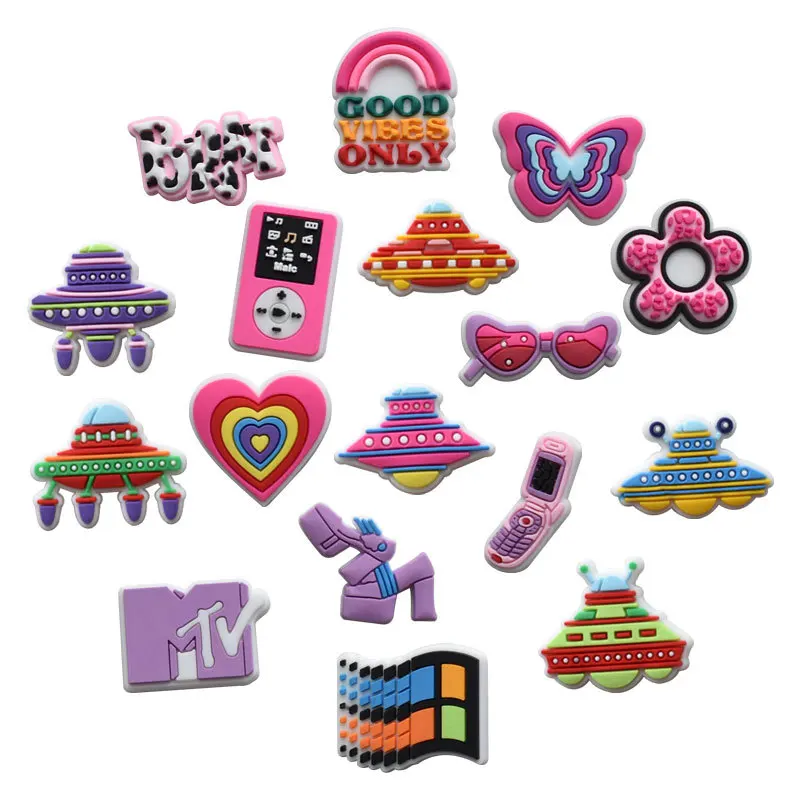 17Pcs Fashion Girls Theme Charms Packs Shoe Decoration Set For Kids Women Hole Shoes Sweetheart Girl Series Sandals Accessories