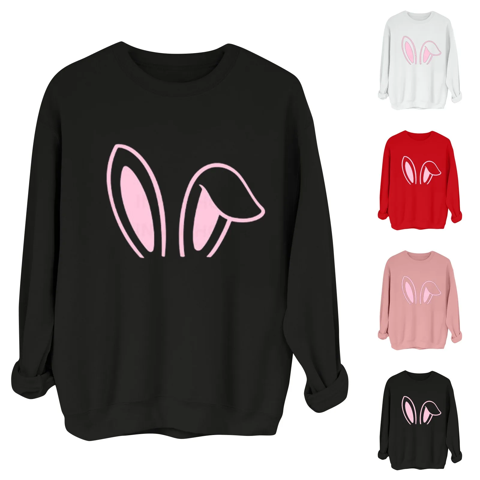 Summer Top For Crew Neck Happy Easter Print Sweatshirts Printed Round Neck Women Colorful Eggs Pullover Tops Sweatshirts And Ver