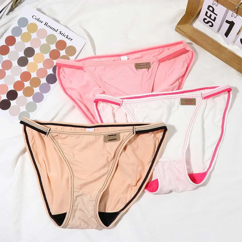 6 Color Ladies Low Rise Underwear Sexy Modal Panties Thong Sexy Briefs Panties G-String