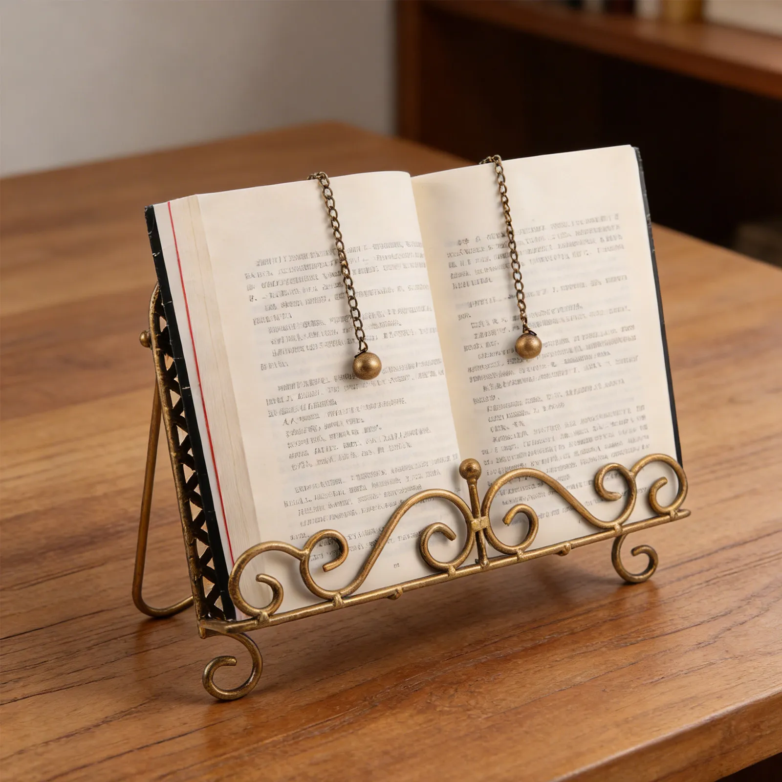 Kitchen Cookbook Stand Metal Foldable Heavy Duty Iron Recipe Book Holder Reading Rack Vintage Style Countertop